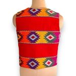 Vintage Orvis Vest Red Multicolored Southwest Woven Geometric Aztec Waistcoat Red Size M Photo 2