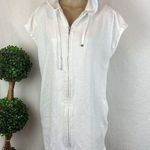 Ralph Lauren White Zip Front Hoody Swim Suit Bath Robe Coverup Dress M Photo 0