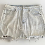 American Eagle  Micro Mini Jean Skirt‎ Womens Raw Hem Size 12 34x14 Button Fly Photo 0