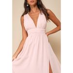 Lulus NWT  Heavenly Hues Blush Maxi Dress Bridismaid Wedding Formal Size M Photo 3