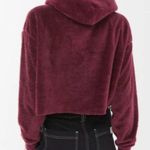 Urban Outfitters  Hoodie Plum Sherpa/ Teddy Cropped Hoodie Sz M NWT Fleece Cozy Photo 1
