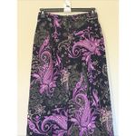 Briggs New York  Black Purple Floral Paisley Flower Maxi Skirt Slit Womens 10 Photo 4