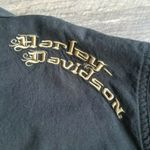Harley Davidson Flirt Black Cap Sleeve Epaulets Waist Collar Blouse Top Womens M Size M Photo 2