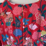 J.Crew Bright Red Floral Print Dress V Neck Bold Bright Colorful 8 Medium Photo 4