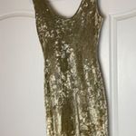 VINTAGE KHAKI CRUSHED VELVET TANK DRESS Gold Size L Photo 5