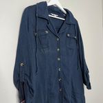 CAbi Women’s Chambray Button Up Tunic Length Top Dark Blue Size Medium Photo 2