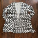 LuLaRoe black and white geometric print draped cardigan, size L Photo 2