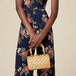 Reformation  Miri Jumpsuit Floral Ruffle Wide Leg Crop Cut Out size‎ 4 viscose Photo 0