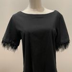 J.Crew Black Feather Sleeve Top NWT Size M | Luxe Cotton Crewneck Party Blouse Photo 3