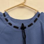 Joseph A  Women's Vintage 3/4Sleeve Blue Stretch Blouse Ribbon Accent Size Medium Photo 2