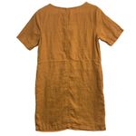 PureJill S 100% Linen Shift Dress Ochre Minimalist Lagenlook Quiet Luxury Earthy Orange Photo 2