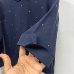 J.Crew Navy Blue Shirt Peter Pan Collar Polk a dot blouse 3/4 sleeves cotton zip back S Photo 10
