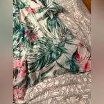Elena Baldi Silk Blend Tiered Maxi Dress with Green and Pink Pattern Photo 4