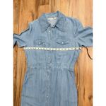 Eva Mendes Denim Shirt Dress Size 8 Snap Front Long Sleeve Chambray Midi Blue Size M Photo 7