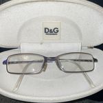 Dolce & Gabbana Wire Rim Eyeglasses Silver Rectangle White Zipper Case Photo 1