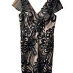 JS Collections  Soutache Short Sleeve Lace Cocktail Dress Black Nude 12 NWOT Photo 0