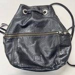 The Sak  Black Leather Drawstring Backpack Bag Purse Women’s Boho Classic Photo 0