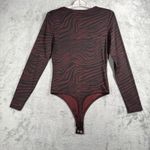 EXPRESS Body Contour Zebra Thong Bodysuit Animal Print Stretch Top Layer S Club Photo 2