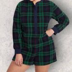 Old Navy Sleep One Piece Women’s Large Fleece Blackwatch Plaid Pajamas Romper Photo 8