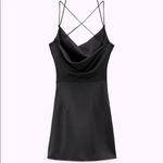 ZARA DRAPED MINI DRESS W/ SATIN FINISH OPEN BACK BLACK SIZE M NEW Photo 7