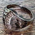 Vintage silver diamond cut tooled nugget ring 14k gold plated Sz 6 Mod 60’s MCM Photo 0