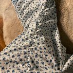 Bodycon Dress White Blue Floral Spaghetti Straps Gathered Sides Size Medium‎ Photo 5