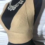 Nasty Gal Go For Knit Ribbed Bralette Halter Plunge V-neckline Oatmeal Beige L Photo 9