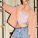 Urban Outfitters NWT Poppy Pink Sherpa Jacket Photo 0