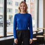 ZARA NWOT  Royal Blue Crop Long Sleeve Wool Blend Sweater Small Photo 1