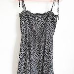 Black White Ditzy Floral adjustable Tie Strap Lightweight Mini Dress sz Small Photo 0