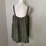 Athleta dark green sleeveless linen tank top size L Photo 3
