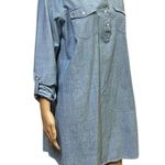 Bit & Bridle Cotton Denim Button Down Long Sleeve Belt Loop Shirt Dress Womens L Blue Size L Photo 4