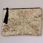 NWT Sparkle & Shine Glitter Zippered Pouch with Earrings Gold Photo 1