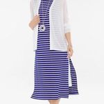 Chico's Chico’s Blue Striped Double Layered Dress Photo 0