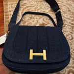 H by Halston Halston monogram bag denim crossbody purse logo H gold Photo 10