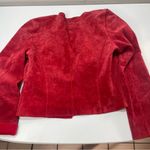 Newport News Vtg  Blazer Jacket Wmn 12 Red Suede Leather Boho Festive Western Photo 3