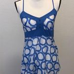 Pretty Good  circle pattern blue white cami peplum tank top Photo 0