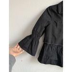 Kate & Mallory  Women's Small Black Denim Bell Sleeve Button Front Ruffled Jacket Photo 2