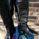 JustFab  Black Embossed Sienna Flat Boots Chic Rocker Mobwife Goth‎ Edgy Photo 5