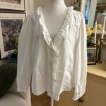 Sézane SEZANE White Chamise Aluki Rosine‎ Ruffle Button Down Shirt Size 40 NWT Photo 2