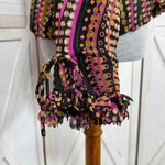 Violet+Claire  Retro Print Heart Petal Ruffle Blouse‎ Black Multi Large Photo 7