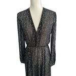 Maje Black Sheet Metallic Long Sleeve Black Maxi Dress Size 40 / US Large Photo 2