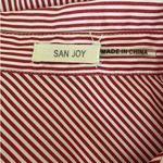 San Joy Women Top L Red Pin Striped Lace Up Popover Unique Applique Y2K Retro Size L Photo 1