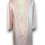 Vintage Avon Style Pink Satin Nylon Open Lace Trim Robe Midi Length Small Medium Photo 0