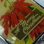 Merry Christmas Vintage Jewelry Pin Brooch Poinsettias and Dangling Pinecones Photo 3