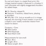 Free People Bed Of Roses Sweater Dainty Cottage Floral V Neck Size Small Photo 3