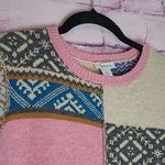 Sundance  FIELDS OF FAIR PATCHWORK MULTI STYLE PRINTED SWEATER SMALL WOOL ALPACA Photo 2