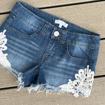 Love, Fire Love Fire Denim Jean Shorts Stretchy Womens 0 Crochet Lace Photo 2
