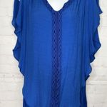 Alyx Women's Royal Blue Cold Shoulder Layered Tank Top Size‎ L Size L Photo 0