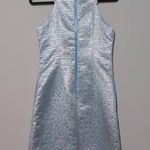 Aidan Mattox Aidan Dress Blue Metallic Embellished Stretch Zip Straps Mini 8 Photo 5